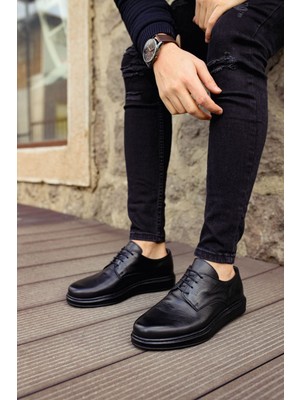 Zapatos CH003 Classica Pelle Di Cuoio Erkek Günlük Bağcıklı Hakiki Deri Klasik Ayakkabı Dst - Siyah