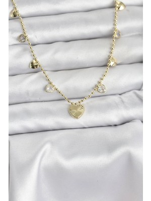 Clariss Ashwork Pirinç Gold Renk Kalp Model Kadın Kolye 587455
