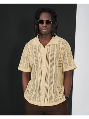 Elku Moda Oversize Fileli Italyan Yaka Gömlek Terletmez Hafif ve Salaş Gömlek Şık Rahat Stil