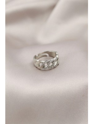 Clariss Ashwork Gümüş Renk Metal Zincir Model Taşlı Kadın Yüzük 587455