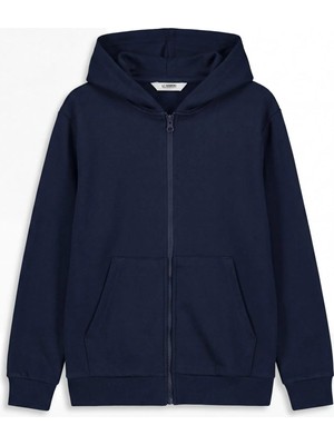 LC Waikiki Lacivert Kapüşonlu Erkek Çocuk Fermuarlı Sweatshirt  (S6)