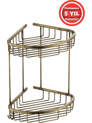 UltraMint Paslanmaz Pirinç 2'li Deniz Şampuanlık Banyo Rafı, Antik Bronz