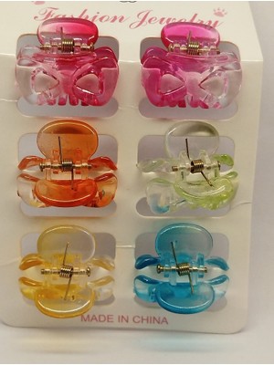 TrendyChic 6'lı Karışık Renkli Fiyonk Mini Mandal Toka