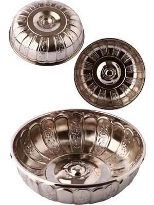 UltraMint Nostaljik Osmanlı Hanedan Demir Hamam Tası Gümüş Renk 20 cm