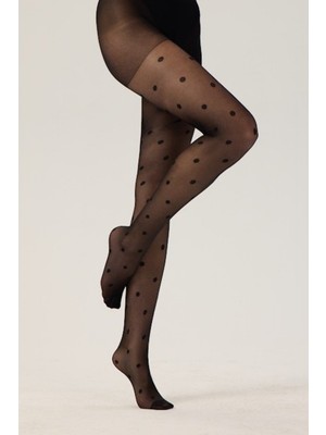 Feu De Elu Toute 20 Den Siyah Puantiyeli Külotlu Çorap