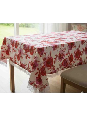 ​yarımada Kadın Kooperatifi Duck Keten Piko Nakışlı ve Dantel Detaylı Masa Örtüsü (200X200