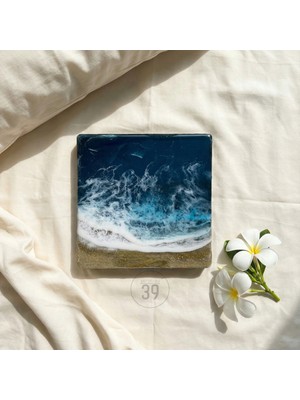 Atlantik Okyanusu Ilhamlı Mini Epoksi Deniz Tablosu, El Yapımı Duvar Sanatı, 15X15 & 20X20 cm Dekoratif  Masa & Duvar Tablosu