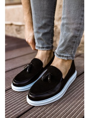 Zapatos CH002 Loafer Pelle Erkek Günlük Bağcıksız Corcik Cilt Süet Klasik Ayakkabı Csbt - Siyah