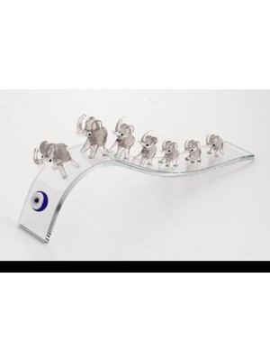 Es Dekor 26X4X10CM Büyük Kristal Yedili Fil Füme