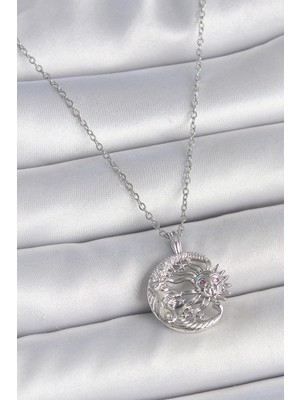 Clariss Ashwork 316L Çelik Gümüş Renk Zincir Ay Güneş Model Zirkon Taş Detay Kadın Kolye 587455