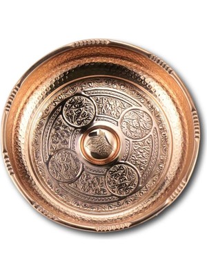 UltraMint El Işi Işlemeli Kırmızı Bakır Hamam Tası 20 Cm, Şık ve Kullanışlı Ürün