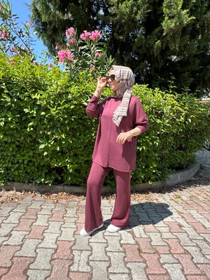 Tuğba Sarı Modal Kumaş Mürdüm Takım