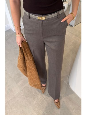 Magarde Balık Sırtı Poliviskon Pantolon- Açık Kahve