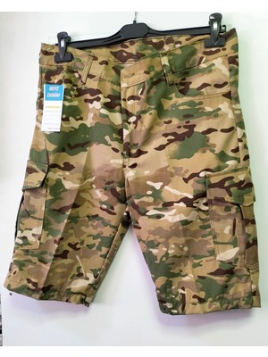 Beyzdenim Kamuflaj Ripsstop Diz Alti Kapri Şort