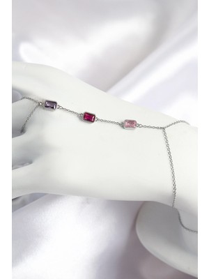 Clariss Ashwork Pirinç Renkli Zirkon Taşlı Dikdörtgen Model Gümüş Renk Kadın Şahmeran 587455