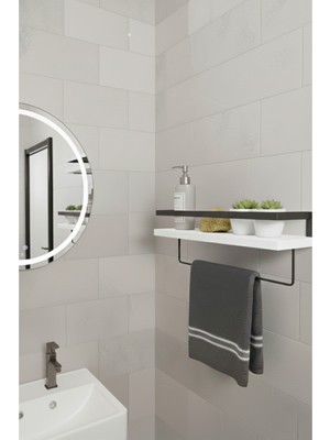 UltraMint Modern Çok Amaçlı Metal ve Ahşap Duvar Rafı, Banyo ve Dekorasyon Için