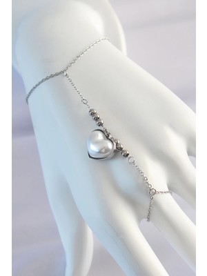 Clariss Ashwork 316L Çelik Gümüş Renk Beyaz Bubble Kalp Tasarımlı Şahmeran 587455