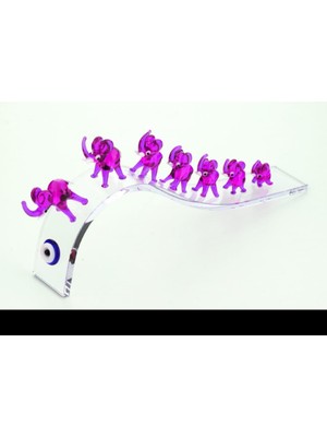 Es Dekor 26X4X10CM Büyük Kristal Yedili Fil Mor