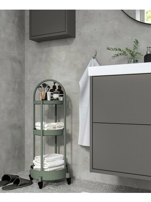 UltraMint 3 Katlı Tekerlekli Servis Arabası, 36X36X86 Cm, Pratik ve Şık Kullanım