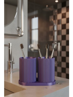 UltraMint Modern Mor Diş Fırçalık ve Macunluk Standı, Şık Banyo Organizeri