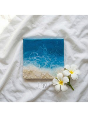 Maldivler Ilhamlı Mini Epoksi Okyanus Tablosu, El Yapımı Resin Duvar Sanatı, 15X15 & 20X20 cm