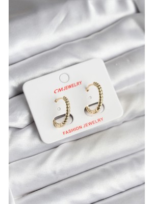 Clariss Ashwork 14K Gold Renk Kaplama Burgu Halka cm Kadın Küpe 587455