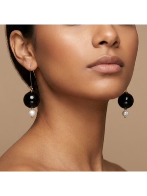 THEIA GemWorks Layl - Oniks, Inci, Hematit & Elektro Lav Küpe