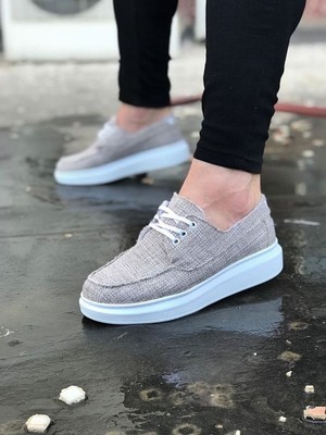 Zapatos WG503 Erkek Günlük Bağcıklı Keten Klasik Ayakkabı Kbt - Bej