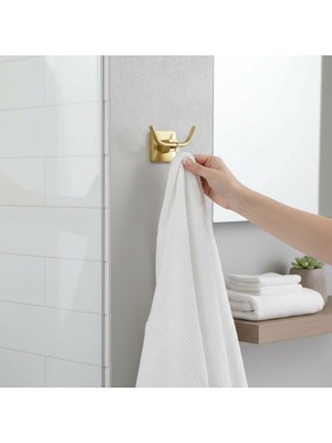 UltraMint Fırçalanmış Gold Mat Banyo Bornoz Askılığı Pirinç Malzeme