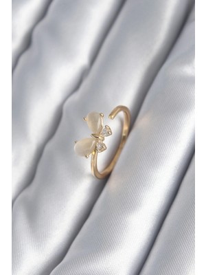 Clariss Ashwork Pirinç Gold Renk Zirkon Taş Detay Kelebek Model Kadın Yüzük 587455