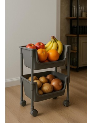 UltraMint Çift Katlı Çok Amaçlı Tekerlekli Organizer Raf, Çok Yönlü Saklama Ünitesi