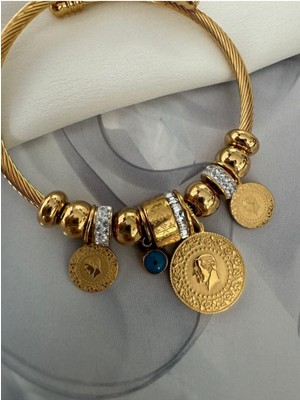 Hercy Zirkon Taşlı Paslanmaz Çelik Çeyrekli Bileklik