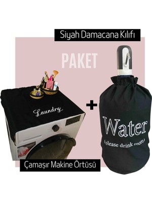 UltraMint Siyah Damacana ve Çamaşır Makinesi Kılıfı Seti, Koruyucu ve Pratik Kullanım