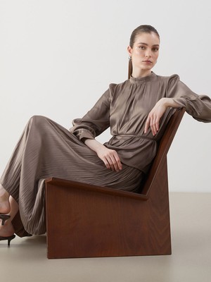 Lc Waikiki Yeni Sezon Dik Yaka Oversize Saten Kadın Bluz