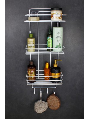 UltraMint Paslanmaz Çelik 3'lü Banyo Köşeliği, Askılıklı, Yapışkanlı, Ekonomik Düzenleyici