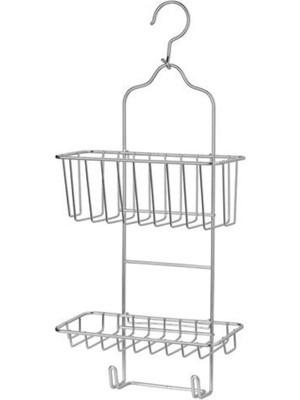 UltraMint Çinko Kaplama Çelik Duş Sepeti Çiftli 24X53 cm Banyo Duvar Rafı