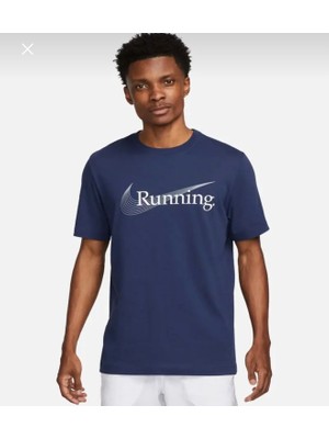 Nike Dri-Fıt Tee Running Lacivert Erkek T-Shirt FJ2362-410