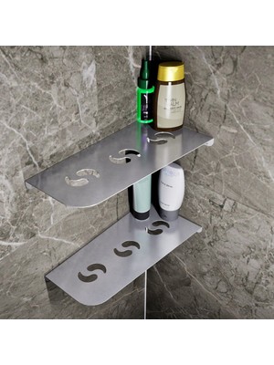 UltraMint Paslanmaz Çelik 2 Katlı Köşe Banyo Rafı Sedir Model 30,3X15,3 cm