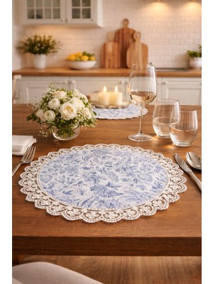 Rona Home Premium Mavi Beyaz Vintage Desenli 6 Kişilik Supla & Amerikan Servis Takımı Lüks Çeyizlik