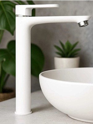 HDF Beyaz Banyo Lavabo Bataryası - Paslanmaz Tek Kollu Sıcak/soğuk Lavabo Musluğu