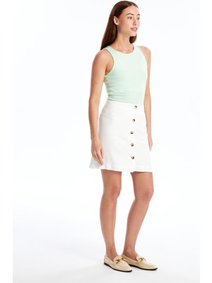 Lc Waikiki Yeni Sezon Standart Fit Düz Keten Görünümlü Kadın Tüp Etek
