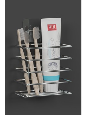 UltraMint Krom Metal Yapışkanlı Diş Fırçalık Banyo Organizer