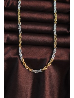 Shoplaza 316L Çelik Çift Renk Burgu Tasarımlı Kolye -