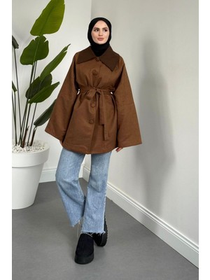 Merven Akyüz Jany Düğmeli Kuşaklı Kaban Taba