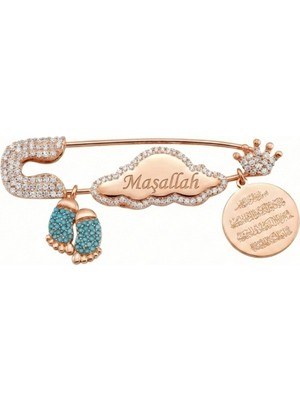 Parmas Design Bebek Yaka Iğnesi Maşallah ve Nazar Ayeti Yazılı 925 Ayar Gümüş Antialerjik Bulut Taç