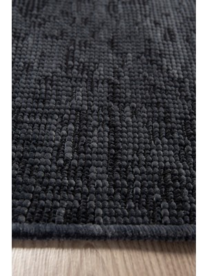 Seloria Home Antrasit Şönil Makinada Yıkanabilir Kaymaz Taban Saçaklı Pamuklu Halı Kilim Oturma Odası Salon