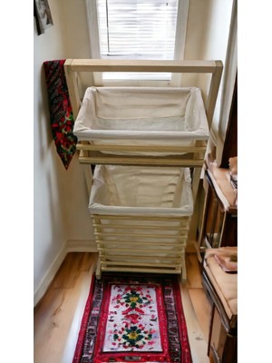 UltraMint Ahşap Çok Amaçlı Çamaşır Sepeti ve Banyo Rafı