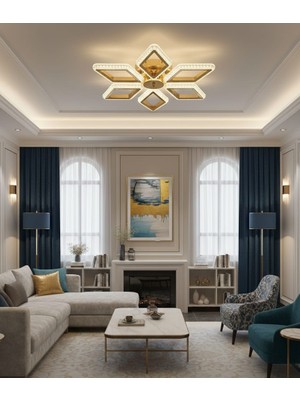 Marsel Lighting Papatya 6lı LED Avize 3 Renk LED Secenekli Salon Oturma Odası Avize