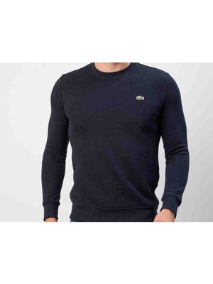 Lacoste Lacivert Bisiklet Yaka Dar Slim Sweatshirt