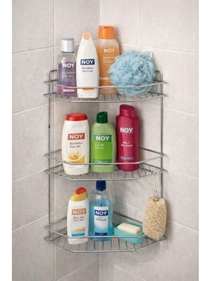 UltraMint 3 Katlı Paslanmaz Çekmeceli Banyo Rafı, Köşe ve Duş Içi Organizatörü